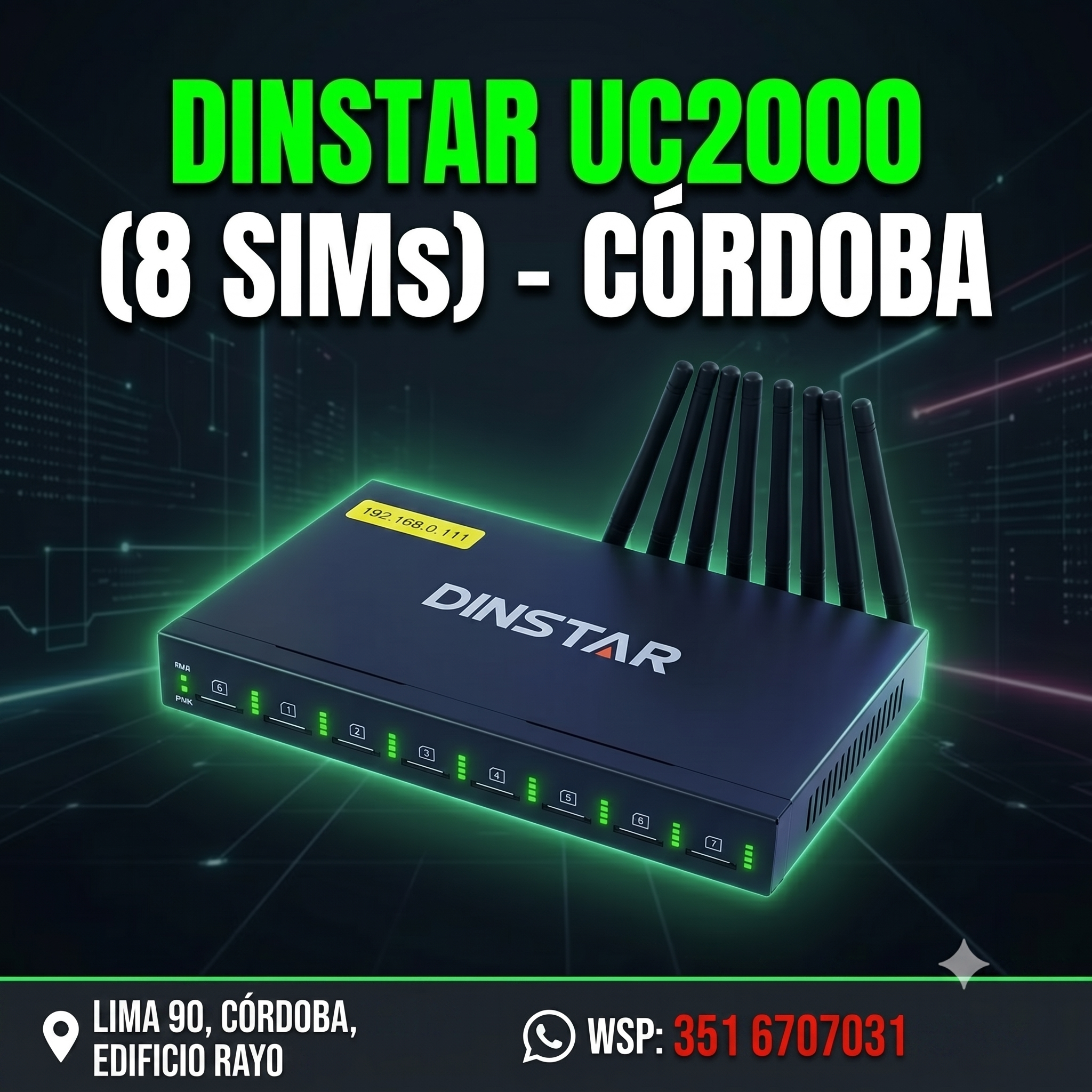 GATEWAY GSM DINSTAR UC2000 (8 SIMs) - IDEAL CALL CENTERS Y EMPRESAS EN CÓRDOBA - Gateways GSM y hardware de redes