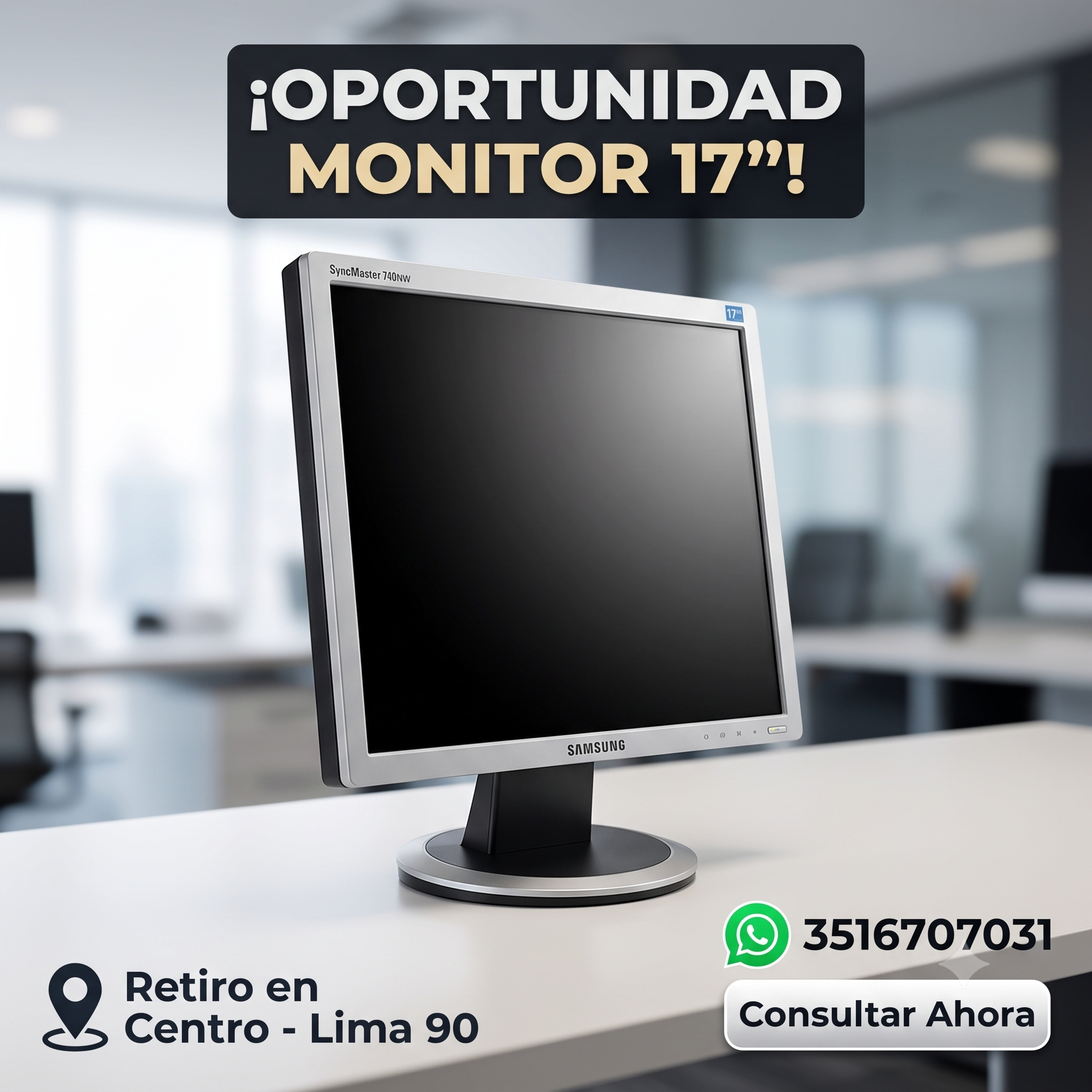 Monitor Samsung SyncMaster 740NW - Centro Córdoba - Usado - Monitores usados en Córdoba