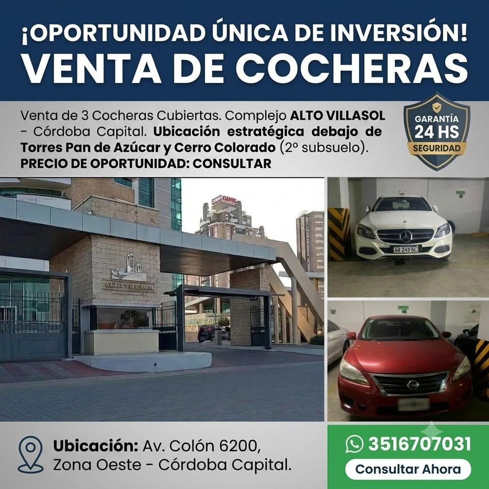 Venta de Cochera Subterránea - Complejo Alto Villasol, Córdoba - Inmuebles y departamentos en Córdoba