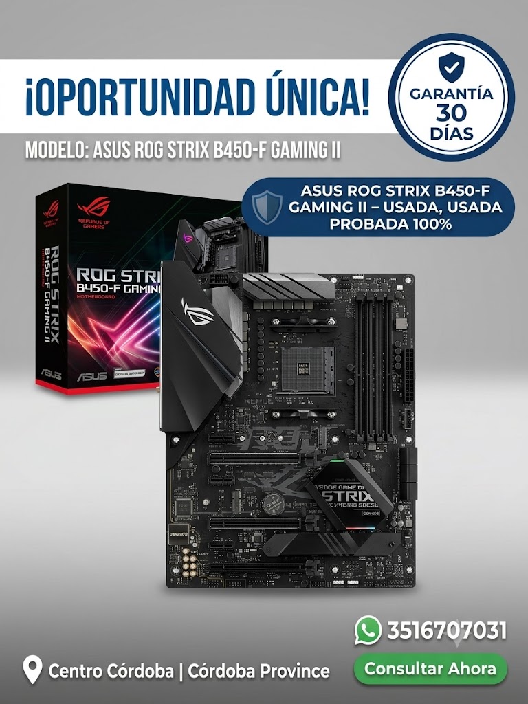 B450-F GAMING II - ASUS ROG STRIX - Centro Córdoba - Usada - Placas de video y hardware