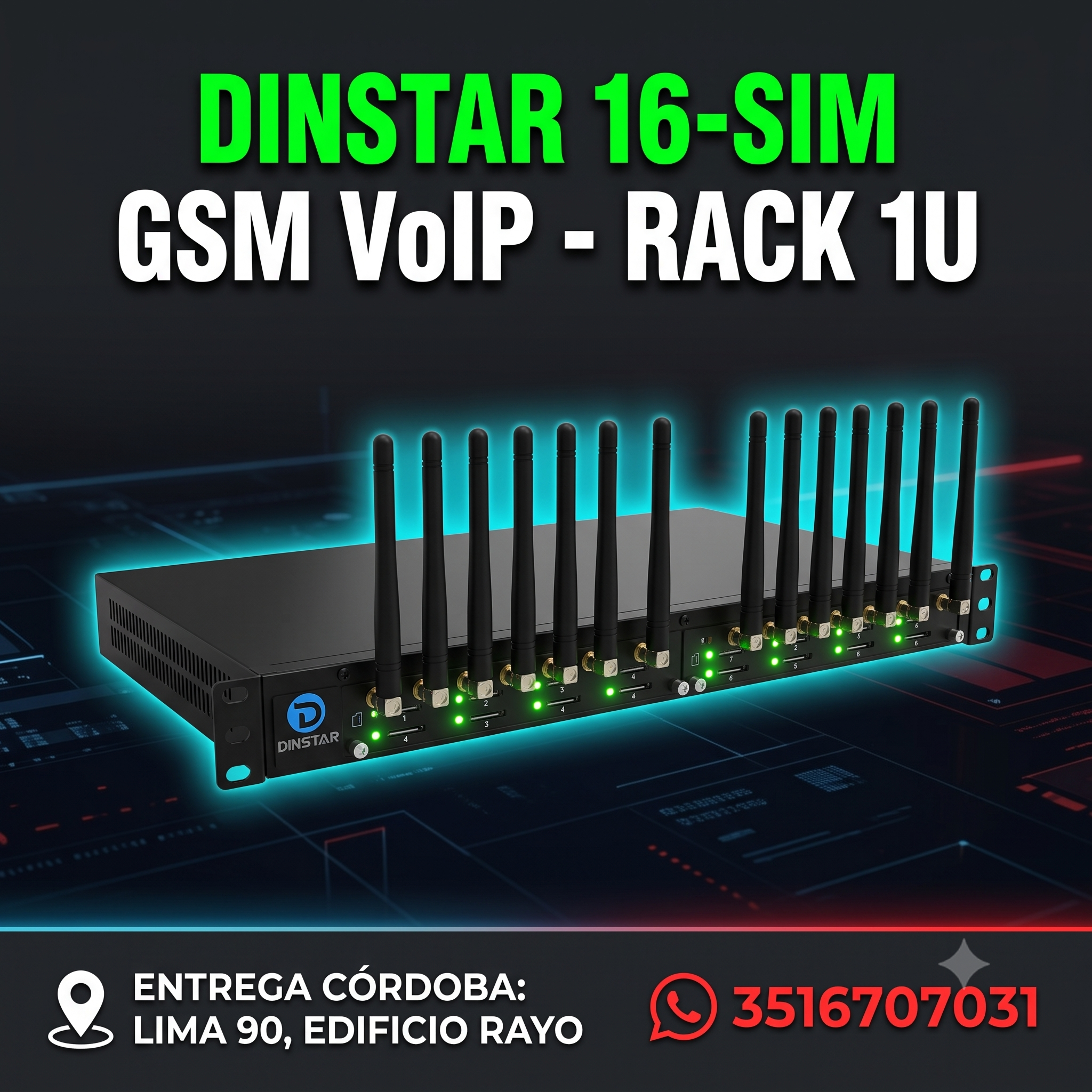 GATEWAY GSM DINSTAR UC2000 16 CANALES (16 SIMs) - IDEAL CALL CENTERS Y EMPRESAS EN CÓRDOBA - Gateways GSM y hardware de redes